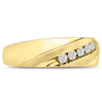 Men's 1/4ct Diamond Ring In 14K Yellow Gold