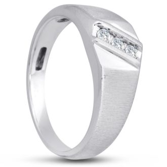 Men's 1/10ct Diamond Ring In 10K White Gold