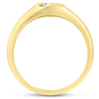 Men's 1/10ct Diamond Ring In 10K Yellow Gold