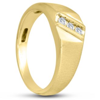 Men's 1/10ct Diamond Ring In 14K Yellow Gold