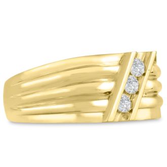 Men's 1/4ct Diamond Ring In 10K Yellow Gold