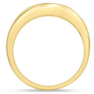 Men's 1/10ct Diamond Ring In 14K Yellow Gold, I-J-K, I1-I2