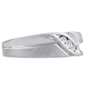 Men's 1/10ct Diamond Ring In 10K White Gold