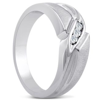 Men's 1/10ct Diamond Ring In 10K White Gold