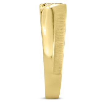 Men's 1/10ct Diamond Ring In 10K Yellow Gold