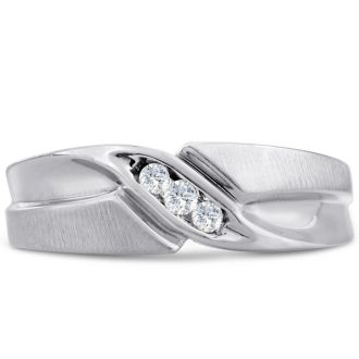 Men's 1/10ct Diamond Ring In 14K White Gold