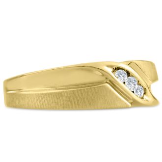 Men's 1/10ct Diamond Ring In 14K Yellow Gold