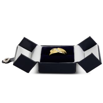 Men's 1/10ct Diamond Ring In 14K Yellow Gold