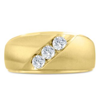 Men's 1/2ct Diamond Ring In 10K Yellow Gold