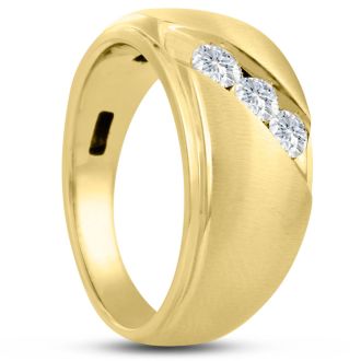 Men's 1/2ct Diamond Ring In 10K Yellow Gold