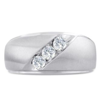 Men's 1/2ct Diamond Ring In 14K White Gold