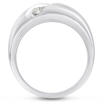 Men's 3/4ct Diamond Ring In 10K White Gold, G-H, I2-I3