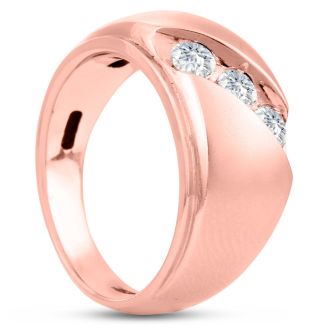 Men's 3/4ct Diamond Ring In 14K Rose Gold, G-H, I2-I3