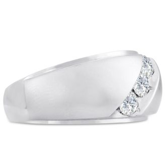 Men's 3/4ct Diamond Ring In 14K White Gold