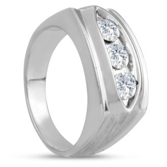 Men's 1ct Diamond Ring In 10K White Gold