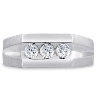 Men's 1/2ct Diamond Ring In 10K White Gold