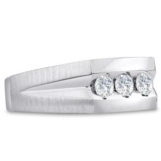 Men's 1/2ct Diamond Ring In 14K White Gold