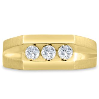 Men's 1/2ct Diamond Ring In 14K Yellow Gold