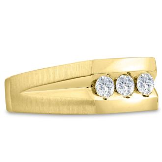 Men's 1/2ct Diamond Ring In 14K Yellow Gold