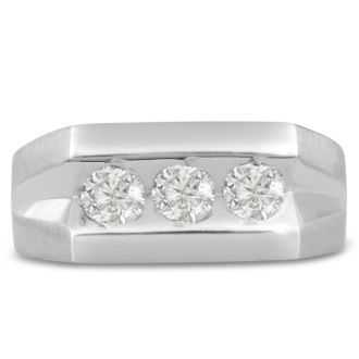 Men's 1ct Diamond Ring In 14K White Gold