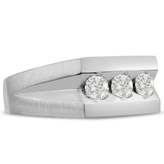 Men's 1ct Diamond Ring In 14K White Gold
