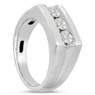Men's 1ct Diamond Ring In 14K White Gold