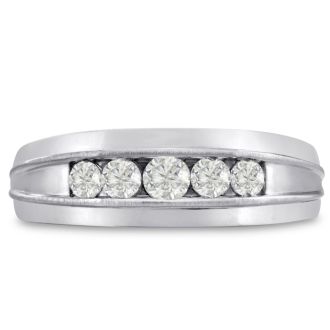 Men's 1/2ct Diamond Ring In 10K White Gold