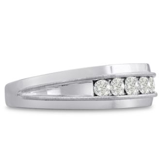 Men's 1/2ct Diamond Ring In 10K White Gold