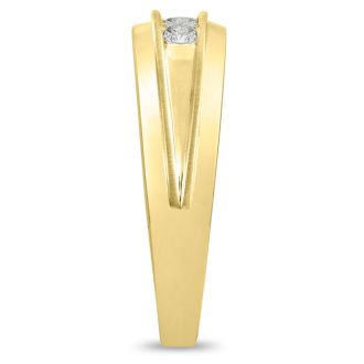 Men's 1/2ct Diamond Ring In 10K Yellow Gold