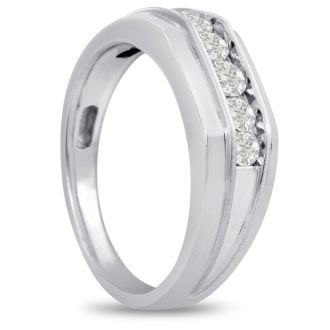 Men's 1/2ct Diamond Ring In 14K White Gold