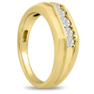 Men's 1/2ct Diamond Ring In 14K Yellow Gold