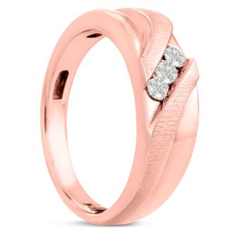 Men's 1/4ct Diamond Ring In 14K Rose Gold, I-J-K, I1-I2