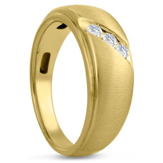 Men's 1/10ct Diamond Ring In 10K Yellow Gold, G-H, I2-I3