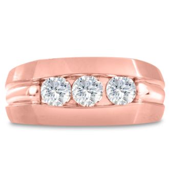 Men's 3/4ct Diamond Ring In 10K Rose Gold, G-H, I2-I3