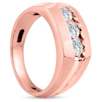 Men's 3/4ct Diamond Ring In 10K Rose Gold, I-J-K, I1-I2
