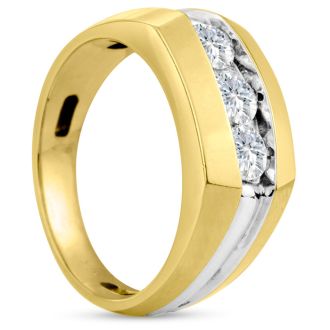 Men's 3/4ct Diamond Ring In 10K Two-Tone Gold, I-J-K, I1-I2