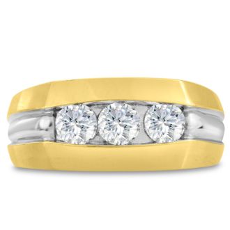 Men's 3/4ct Diamond Ring In 14K Two-Tone Gold, G-H, I2-I3