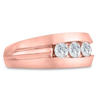 Men's 3/4ct Diamond Ring In 14K Rose Gold, G-H, I2-I3