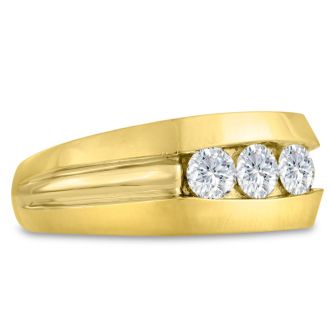 Men's 3/4ct Diamond Ring In 14K Yellow Gold, G-H, I2-I3