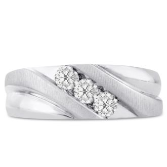 Men's 1/2ct Diamond Ring In 10K White Gold