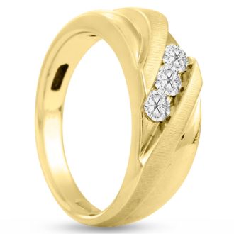 Men's 1/2ct Diamond Ring In 10K Yellow Gold