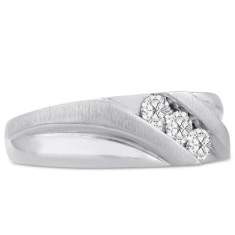Men's 1/2ct Diamond Ring In 14K White Gold