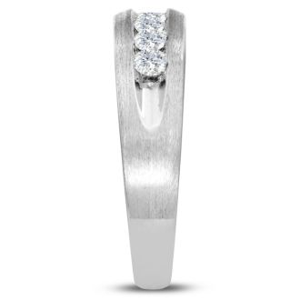 Men's 3/4ct Diamond Ring In 14K White Gold, I-J-K, I1-I2