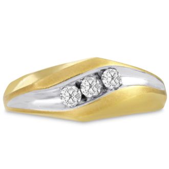 Men's 1/4ct Diamond Ring In 14K Two-Tone Gold, I-J-K, I1-I2