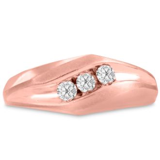 Men's 1/4ct Diamond Ring In 14K Rose Gold, I-J-K, I1-I2