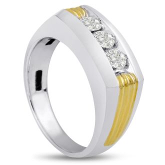 Men's 1/2ct Diamond Ring In 10K Two-Tone Gold, I-J-K, I1-I2