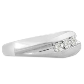 Men's 1/3ct Diamond Ring In 10K White Gold