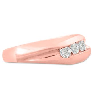 Men's 1/3ct Diamond Ring In 14K Rose Gold, G-H, I2-I3