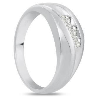 Men's 1/3ct Diamond Ring In 14K White Gold