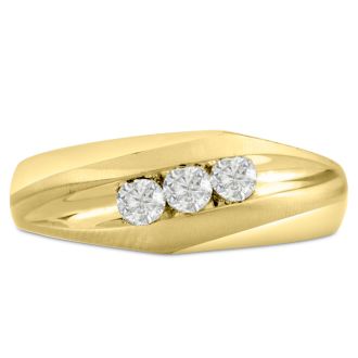 Men's 1/3ct Diamond Ring In 14K Yellow Gold